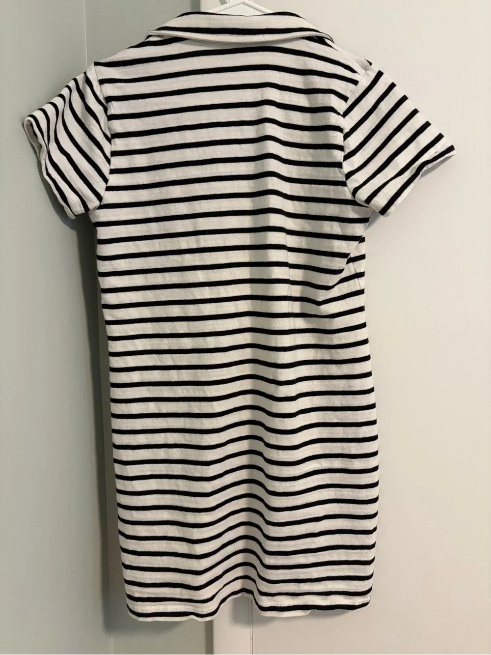J. Crew Black and White Striped knit collard polo dress